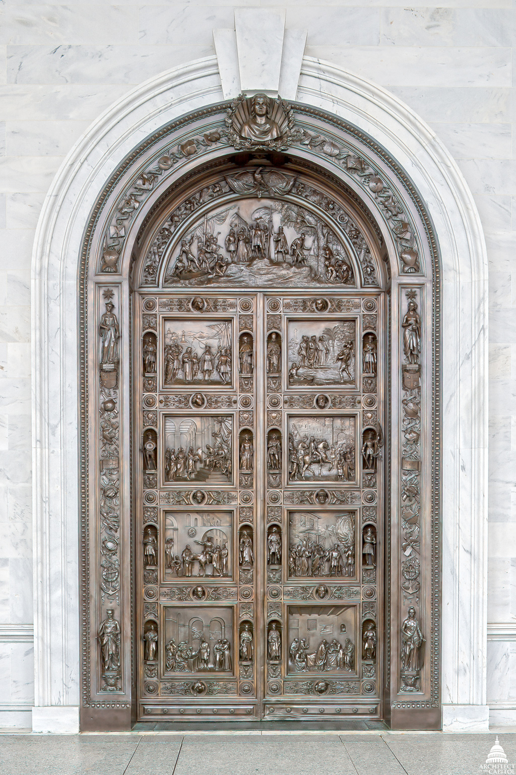 Randolph Rogers' Columbus doors are located on the east entrance to the Rotunda.