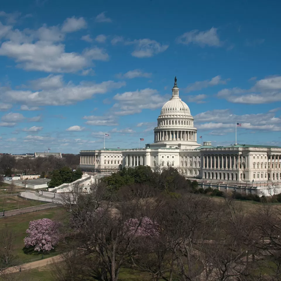 View of the U.S. Capitol from the southwest in March of 2017.