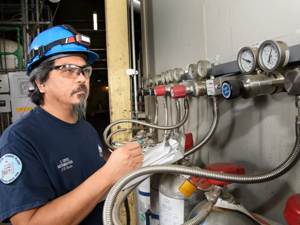 Charton Cortes, AOC Instrumentation Controls Technician at the Capitol Power Plant.